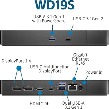 DELL WD19S USB-C ドッキングステーション（純正ACアダプター付） Amazon.com: Dell WD19S 180W Docking Station (130W Power